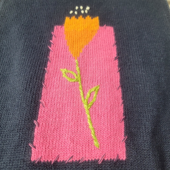 Vtg Sigrid Olsen Sport Abstract Patchwork Sweater Boho Cottage Floral Zip VestG - Picture 9 of 13